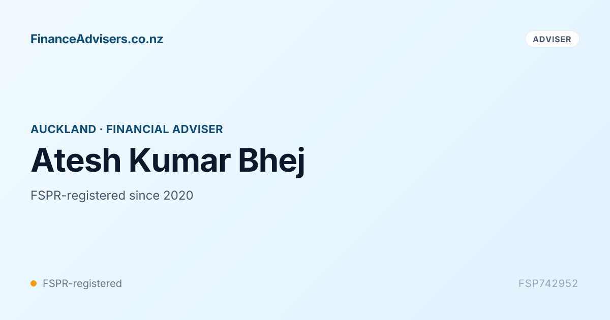 Atesh Kumar Bhej - Financial Adviser in Auckland | Finance Advisers NZ