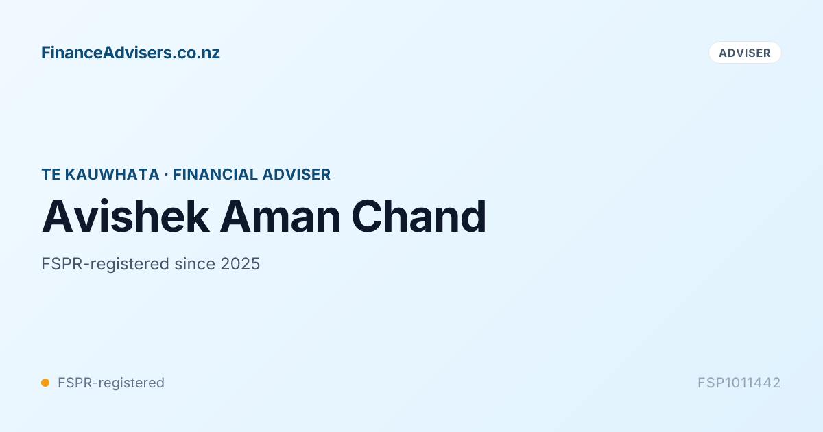 Avishek Aman Chand - Financial Adviser in Te Kauwhata | Finance Advisers NZ