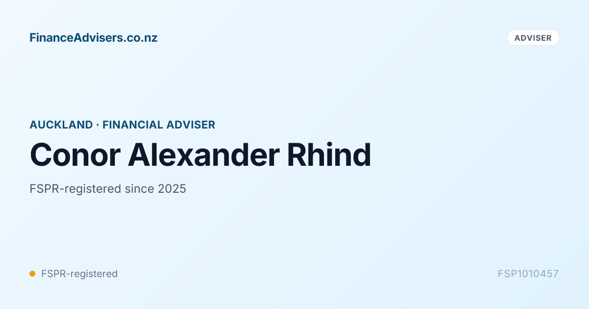 Conor Alexander Rhind - Financial Adviser in Auckland | Finance Advisers NZ