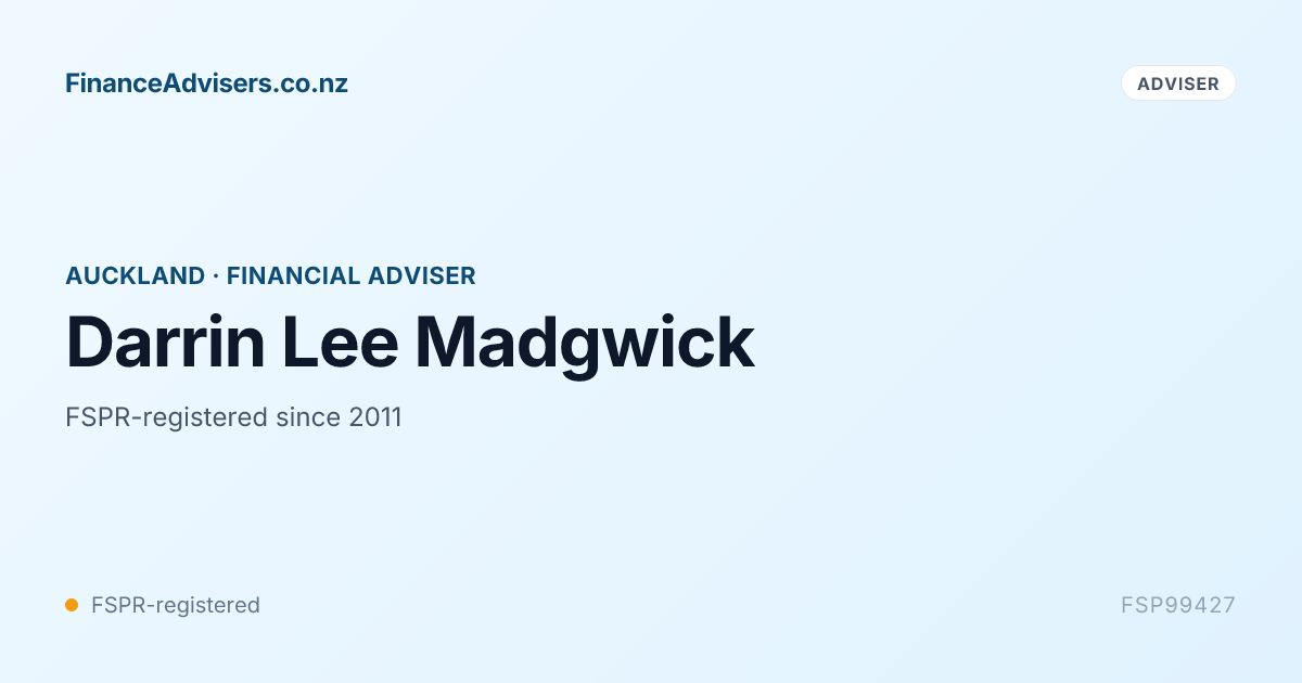 Darrin Decatur Darrin Lee Madgwick - Financial Adviser in Auckland | Finance Advisers NZ
