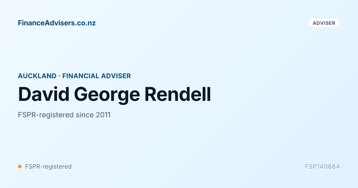 Shaun Rendell David George Rendell - Financial Adviser in Auckland | Finance Advisers NZ