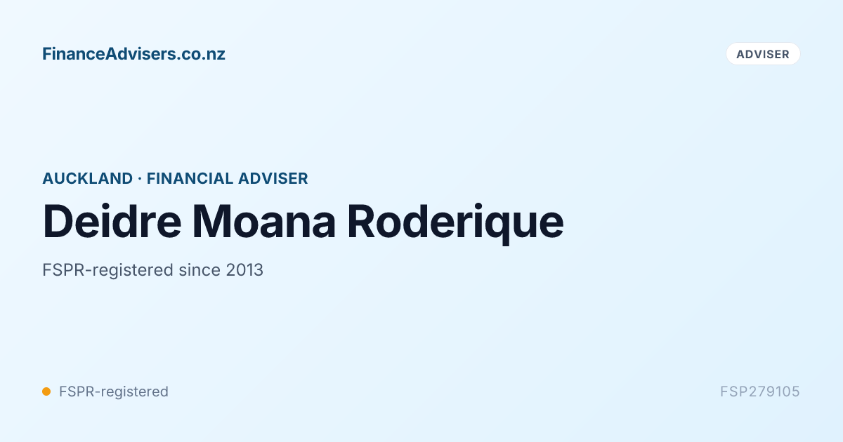 Roderique Deidre Moana Roderique - Financial Adviser in Auckland | Finance ...