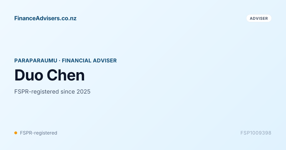 Duo Chen - Financial Adviser in Paraparaumu | Finance Advisers NZ