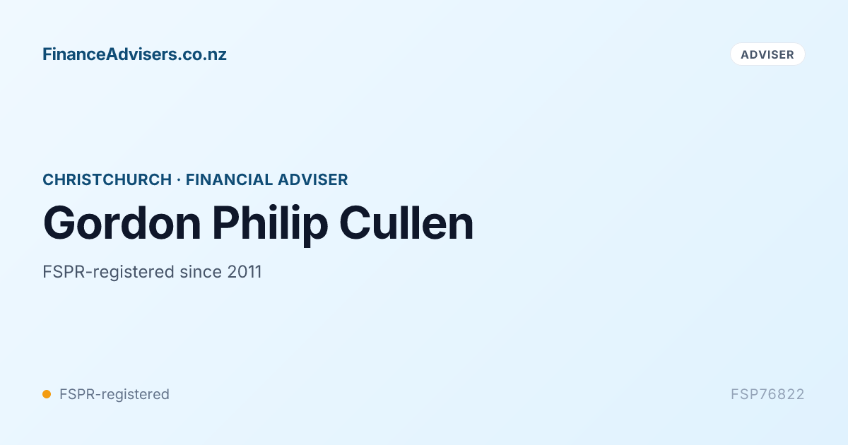 Gordon Philip Cullen - Financial Adviser in Christchurch | Finance ...