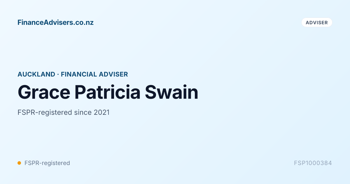 Grace Patricia Swain - Financial Adviser in Auckland | Finance Advisers NZ