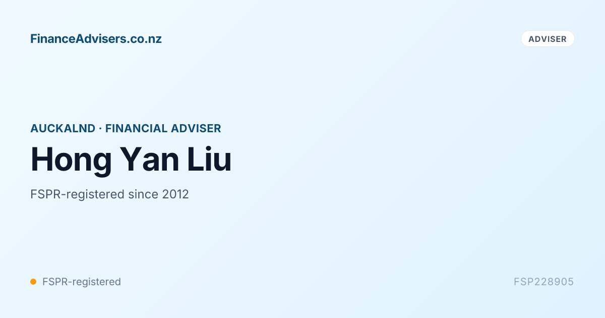 Hong Yan Liu - Financial Adviser in Auckalnd | Finance Advisers NZ