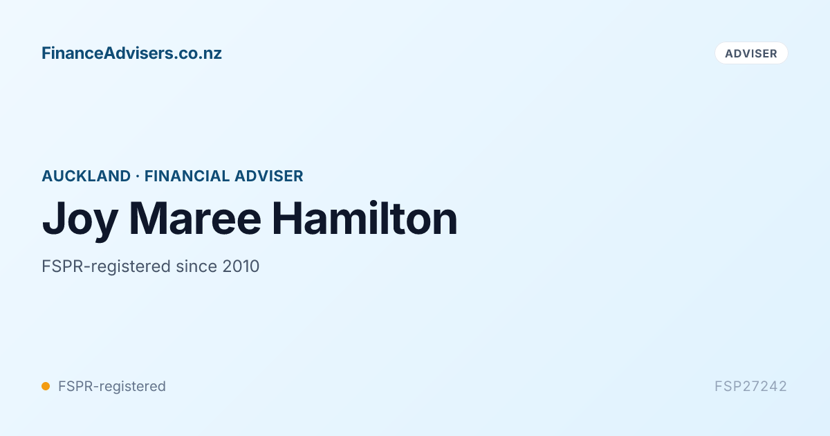 Joy Maree Hamilton - Financial Adviser in Auckland | Finance Advisers NZ