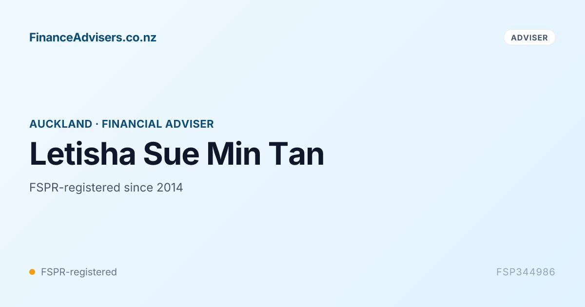Letisha Sue Min Tan - Financial Adviser in Auckland | Finance Advisers NZ