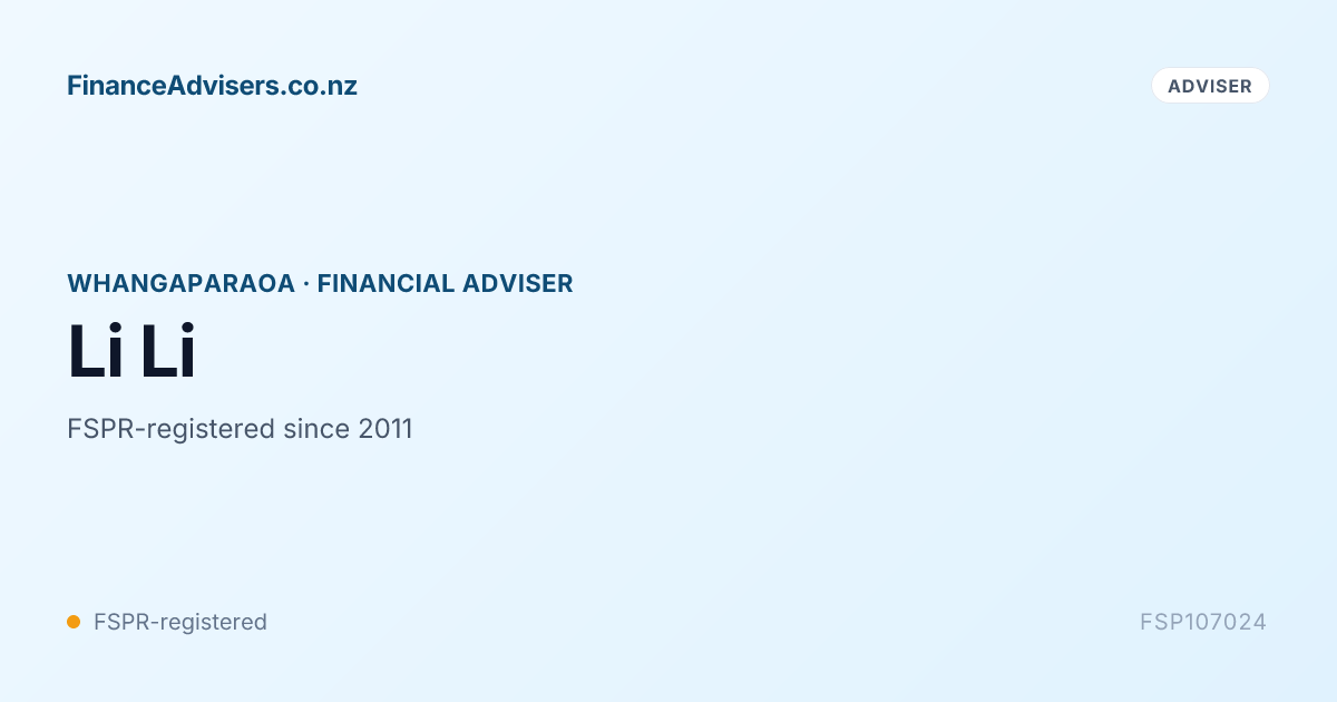 Li Financial Advisors Li Li - Financial Adviser in Whangaparaoa | Finance Advisers NZ