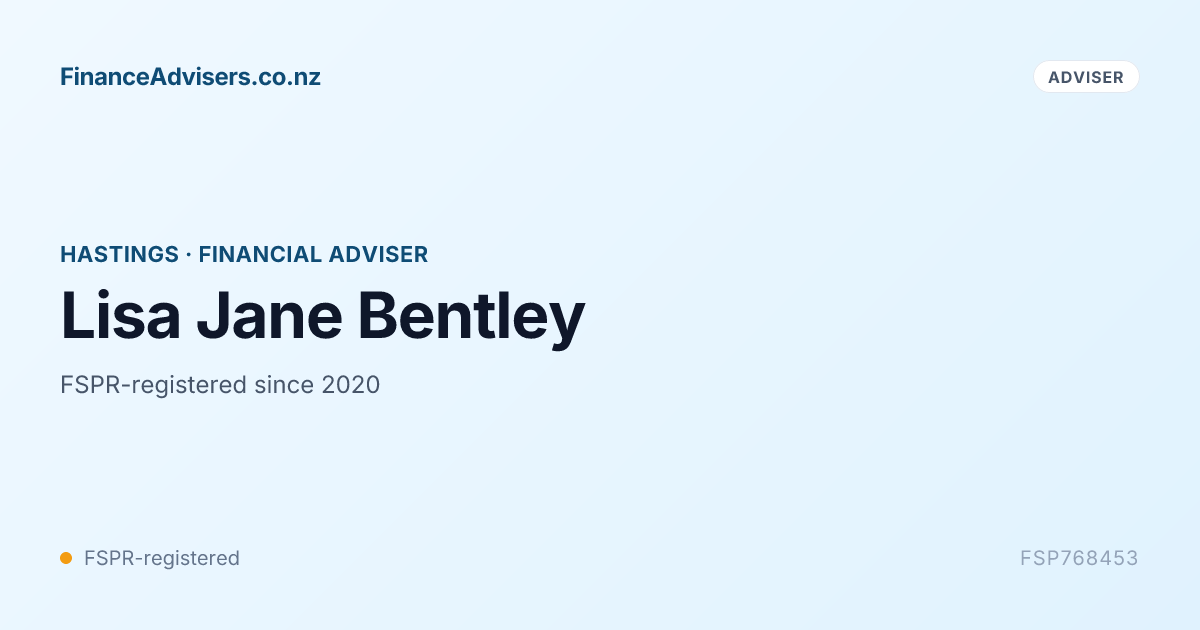 Lisa Jane Bentley - Financial Adviser in Hastings | Finance Advisers NZ