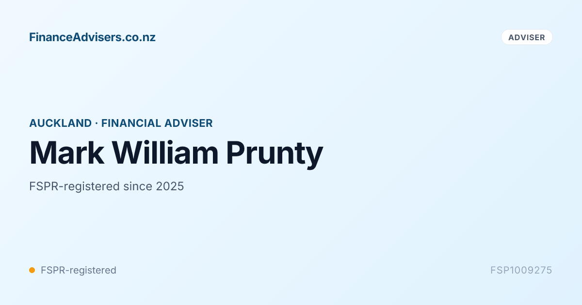 Mark William Prunty - Financial Adviser in Auckland | Finance Advisers NZ
