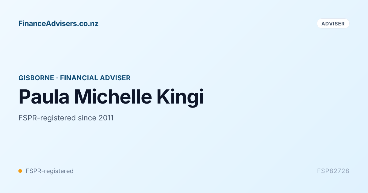 Paula Michelle Kingi - Financial Adviser in Gisborne | Finance Advisers NZ