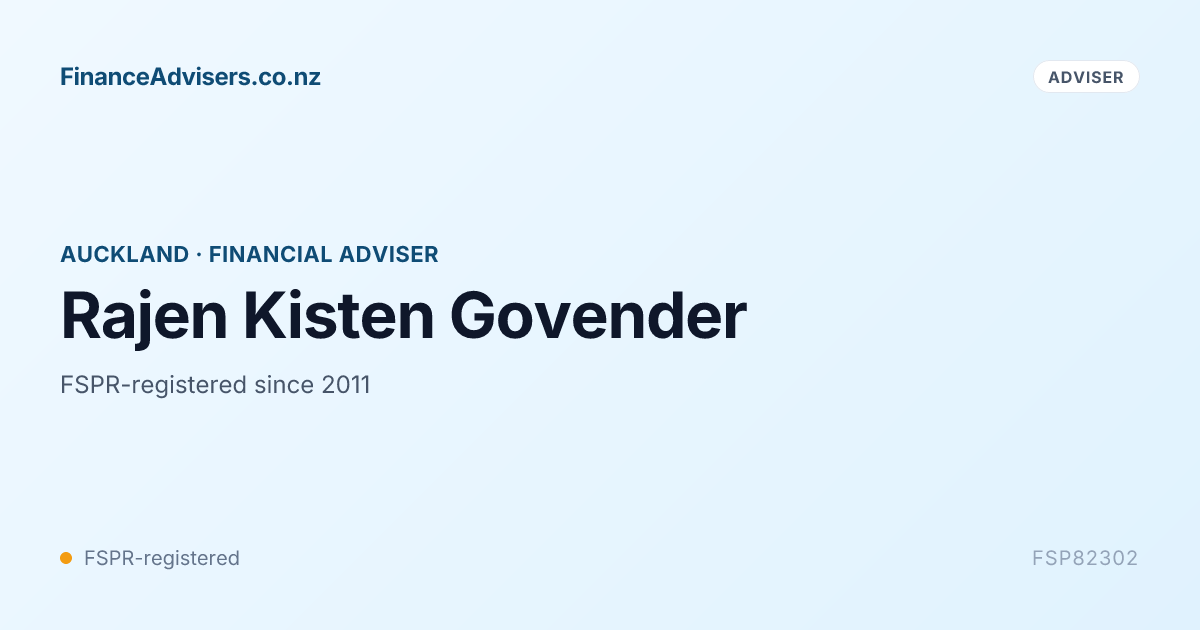 Rajen Kisten Govender - Financial Adviser in Auckland | Finance Advisers NZ