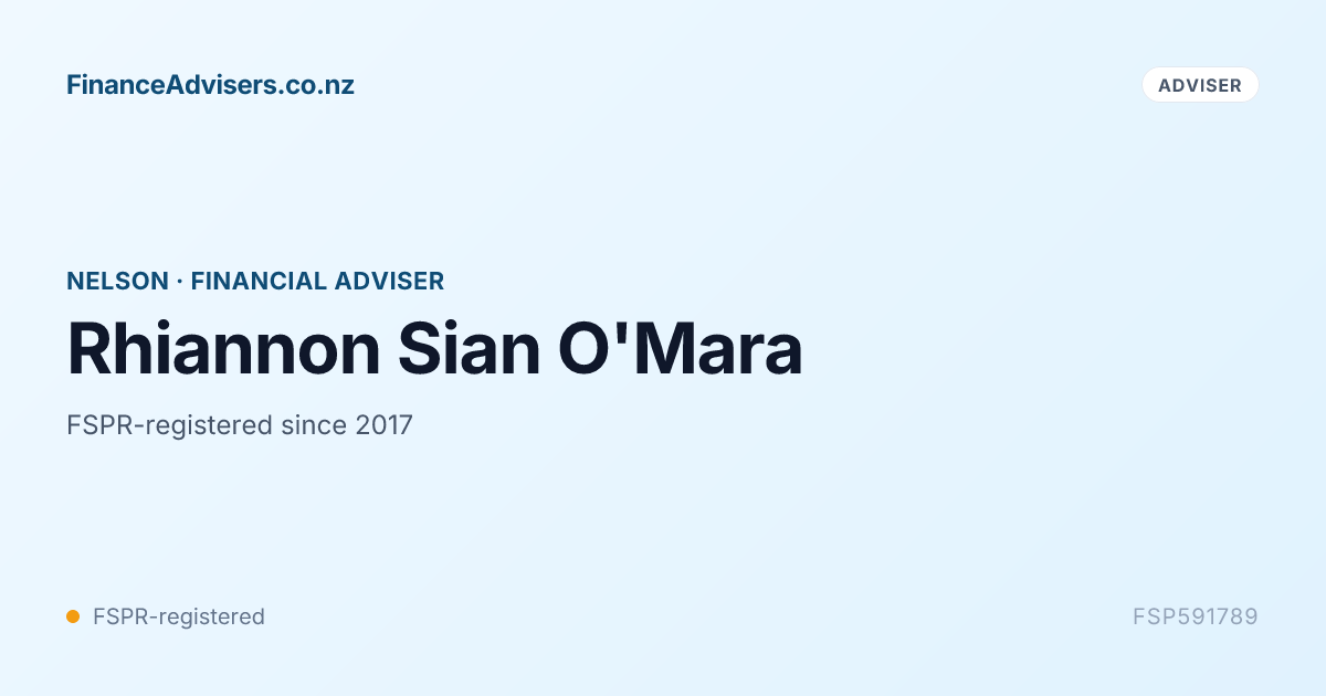 Rhiannon Sian O'Mara - Financial Adviser in Nelson | Finance Advisers NZ