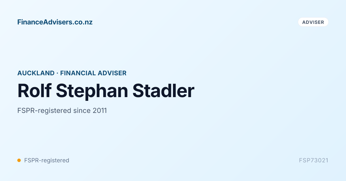 Rolf Stephan Stadler - Financial Adviser in Auckland | Finance Advisers NZ
