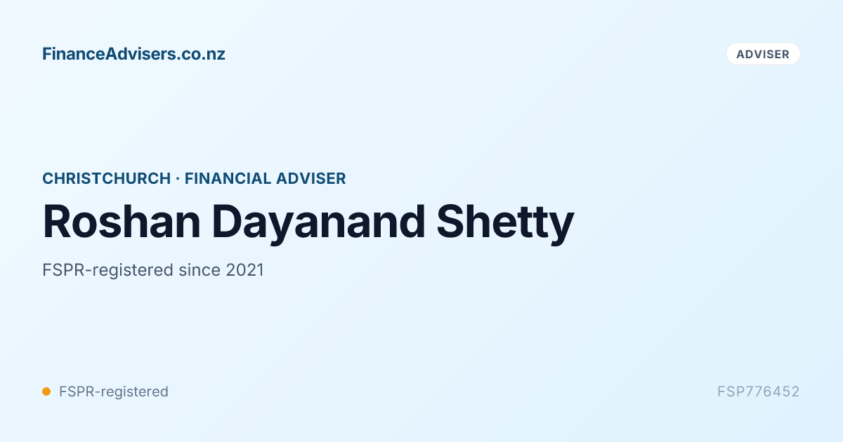 Roshan Dayanand Shetty - Financial Adviser in Christchurch | Finance ...