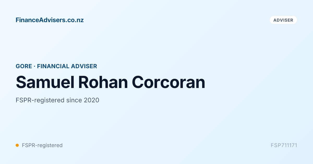 Rohan Samuel Samuel Rohan Corcoran - Financial Adviser in Gore | Finance Advisers NZ