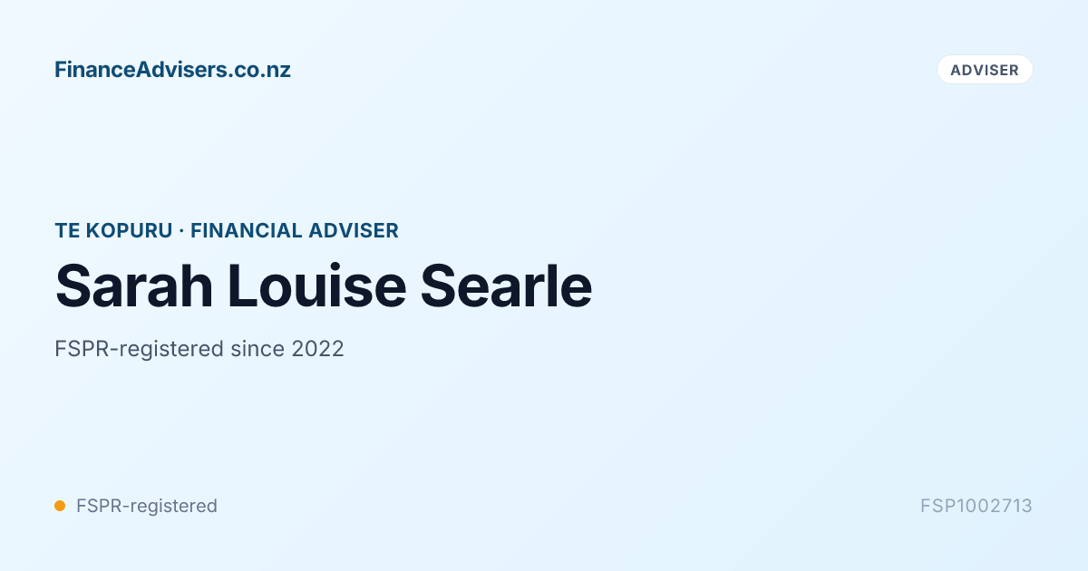 Sarah Louise Searle - Financial Adviser in Te Kopuru | Finance Advisers NZ