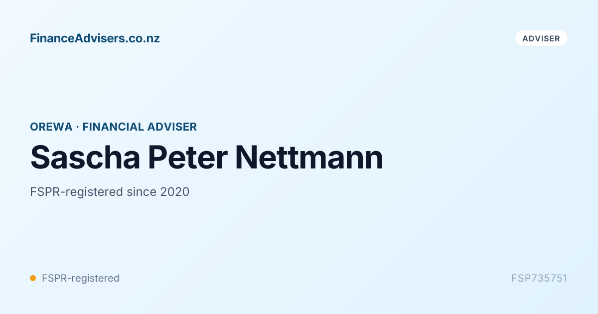 Sascha Peter Nettmann - Financial Adviser in Orewa | Finance Advisers NZ