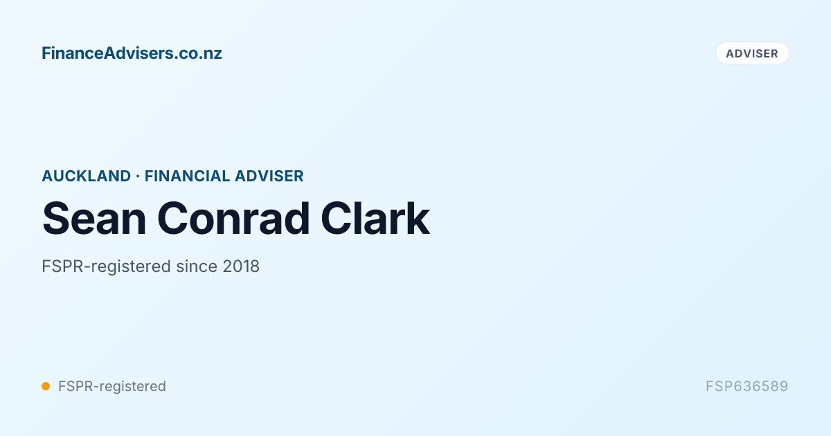 Sean Conrad Clark - Financial Adviser in Auckland | Finance Advisers NZ