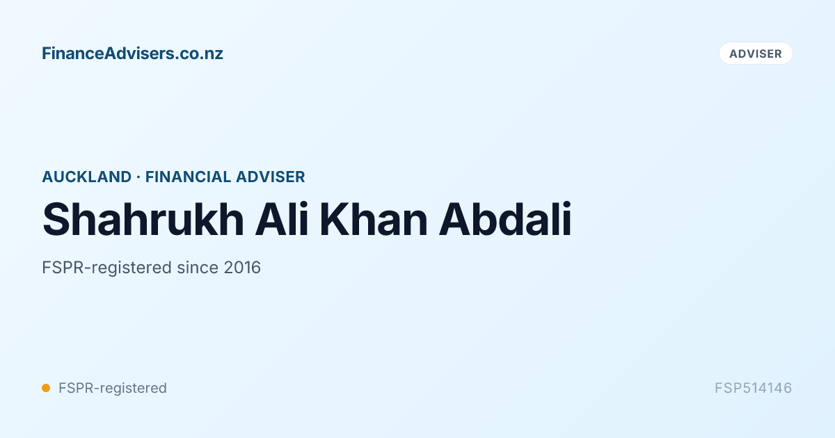 Shahrukh Ali Khan Abdali - Financial Adviser in Auckland | Finance ...