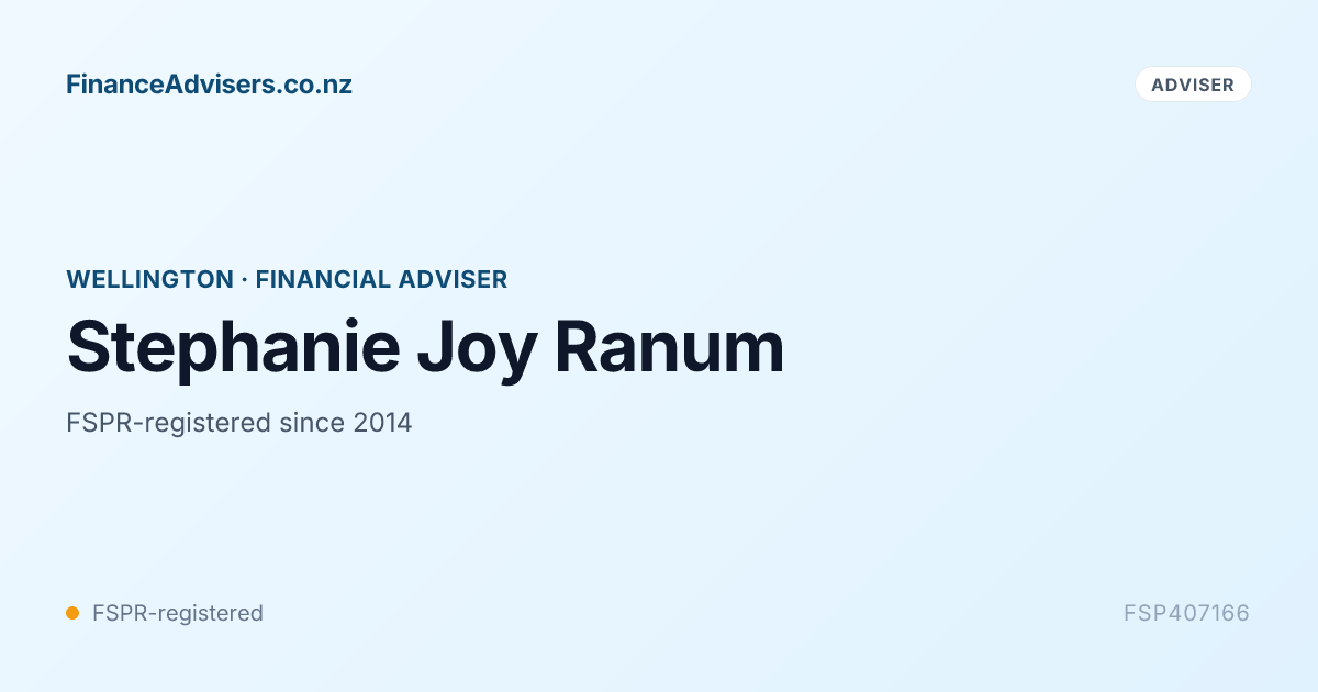 Bert Ranum Stephanie Joy Ranum - Financial Adviser in Wellington | Finance Advisers NZ