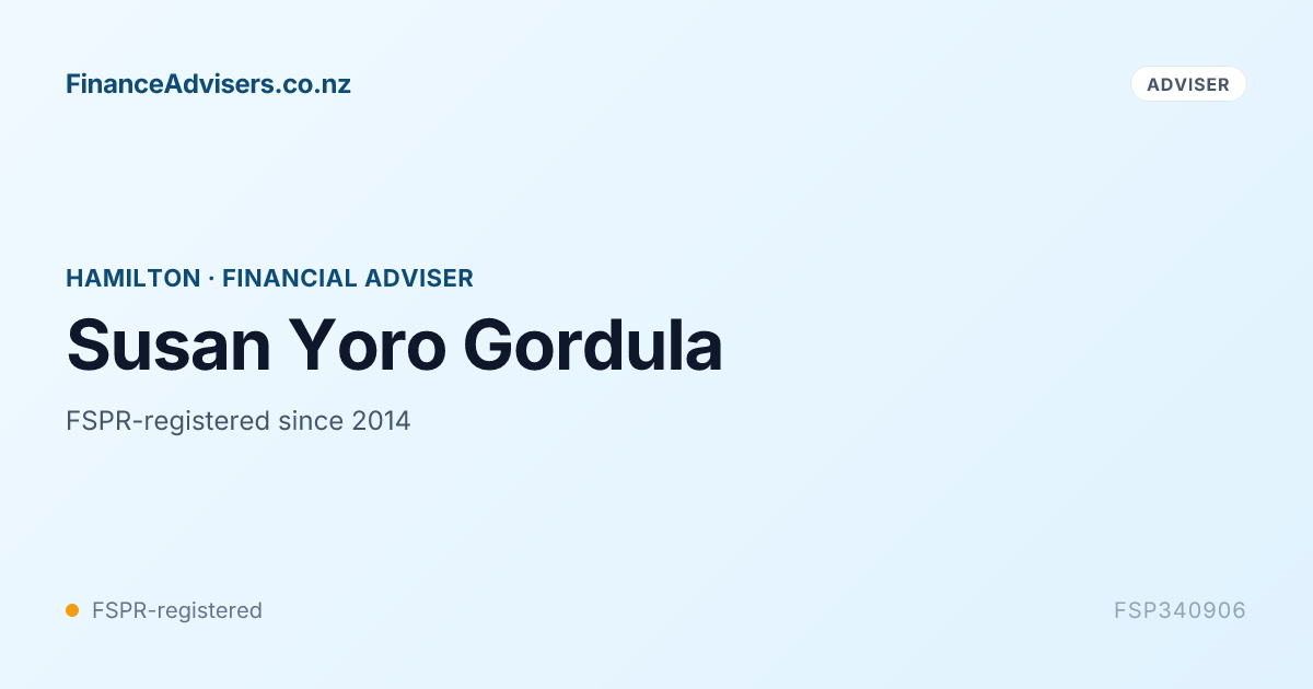 Susan Yoro Gordula - Financial Adviser in Hamilton | Finance Advisers NZ