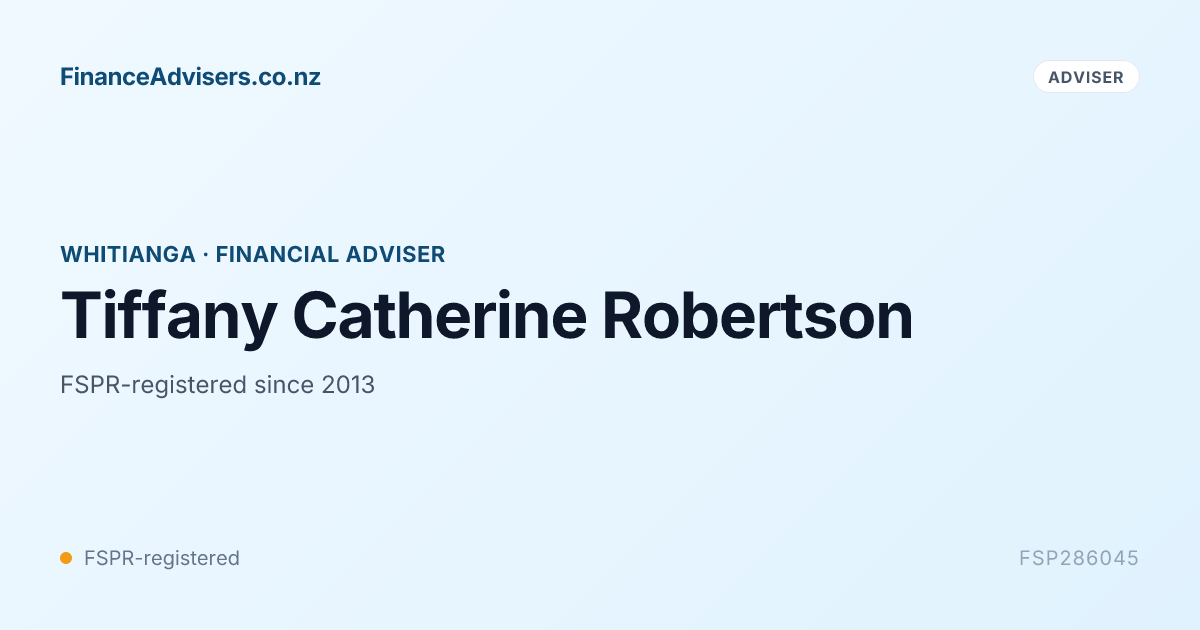Tiffany Catherine Robertson - Financial Adviser in Whitianga | Finance ...