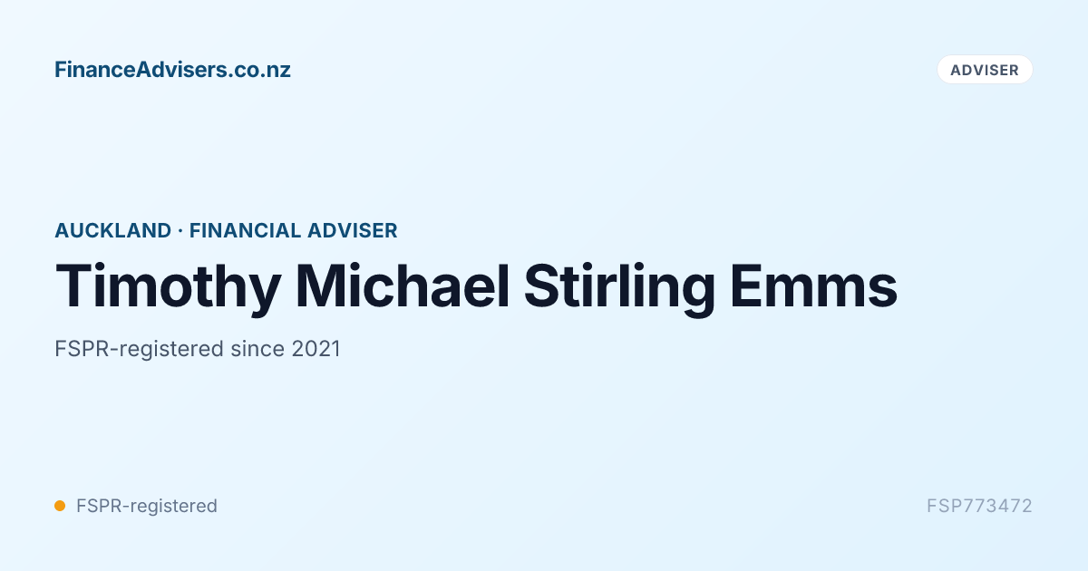 Timothy Michael Stirling Emms - Financial Adviser in Auckland | Finance ...