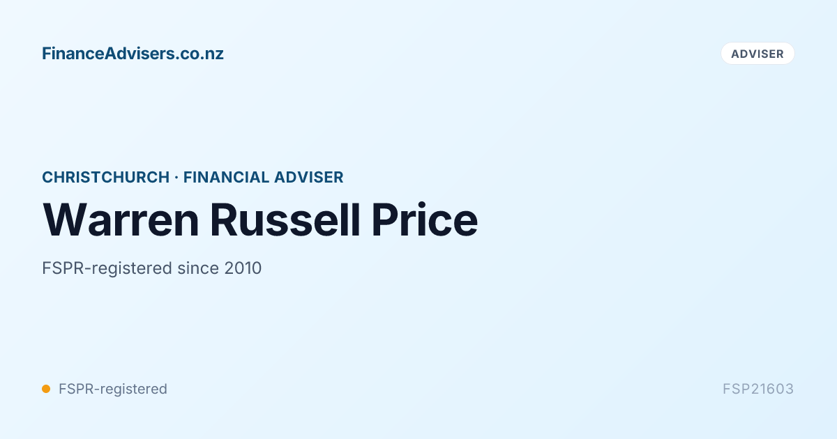 Warren Russell Price - Financial Adviser in Christchurch | Finance ...
