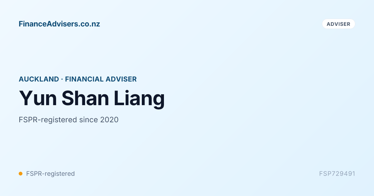 Yun Shan Liang - Financial Adviser in Auckland | Finance Advisers NZ