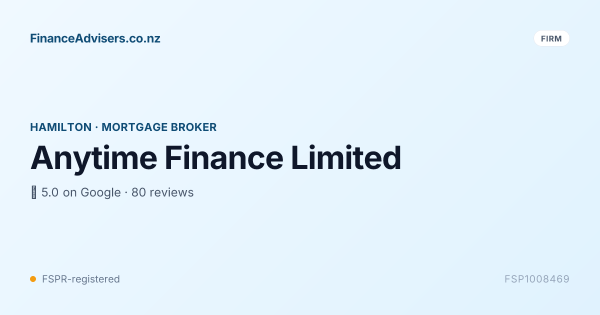 Anytime Finance Limited - Financial Services Provider in Hamilton
