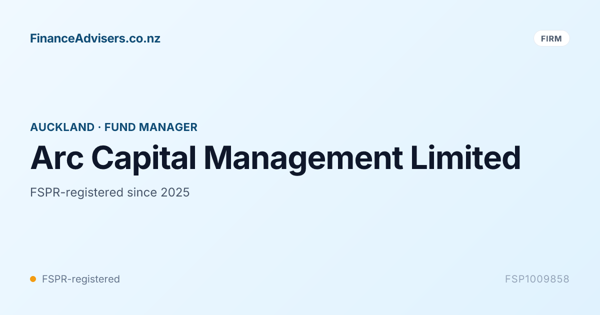 Arc Capital Management Limited - Financial Services Provider in Auckland