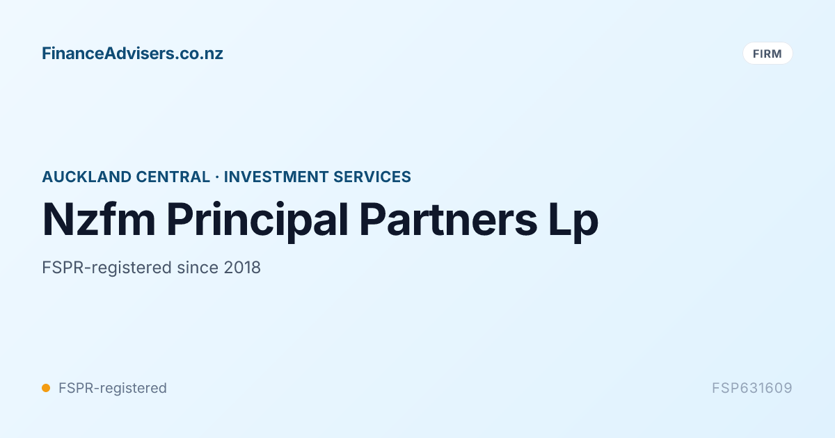 Nzfm Principal Partners Lp - Financial Services Provider in Auckland ...
