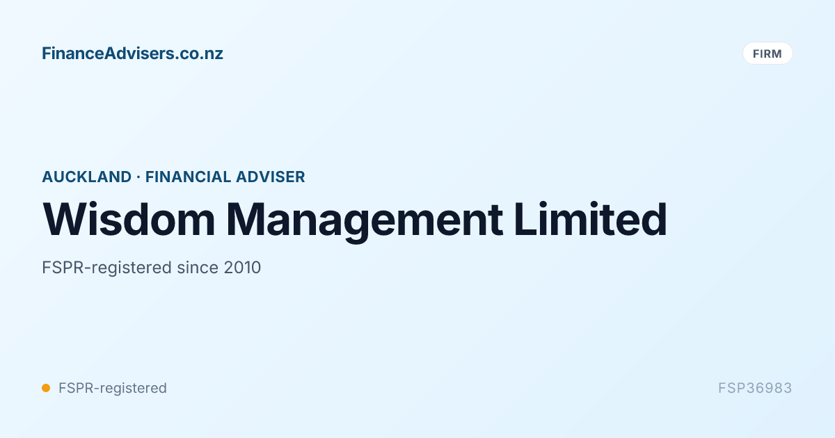 Wisdom Management Limited - Financial Services Provider in Auckland